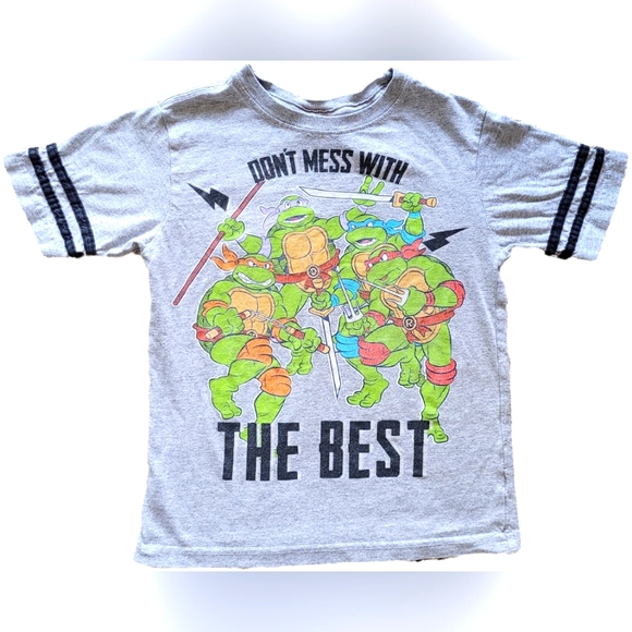 EUC Nickelodeon Bundle Boys Ninja Turtle Pullover Hoodie & T-Shirt - Black/Gray - Picture 7 of 10